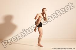 Underwear Martial art Man White Moving poses Slim Short Blond Dynamic poses Academic